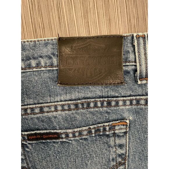 Harley Davidson Men's Blue Denim Straight Leg Medium Wash Jeans Measures 36x32 - Picture 7 of 9